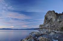 Um maravilhoso fim de tarde no Lake Tahoe, visto do lado de Nevada, nos Estados Unidos